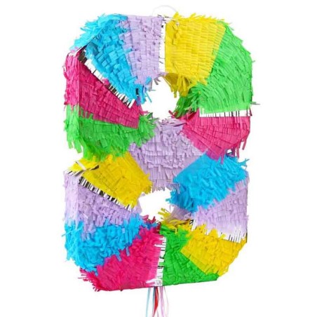 Pignatta in Cartoncino Rigido sagomata N.8 Arcobaleno "Pinata" Pignatte Serie Numerali
