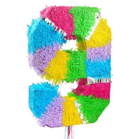 Pignatta in Cartoncino Rigido sagomata N.9 Arcobaleno "Pinata" Pignatte Serie Numerali