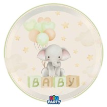 Piatto di Carta 22cm Elefantino "Baby Elephant" 6pz Baby Shower