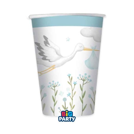Bicchiere di Carta 250ml Cicogna Celeste "Welcome Little One Blue" 6pz Welcome Little One Blue