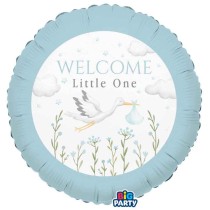 Palloncino in Foil 18" Cicogna Celeste "Welcome Little One Blue" Welcome Little One Blue