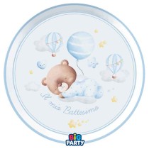Piatto di Carta 24cm Battesimo Orsetto Celeste "Baby Bear" 6pz Battesimo Baby Bear Celeste