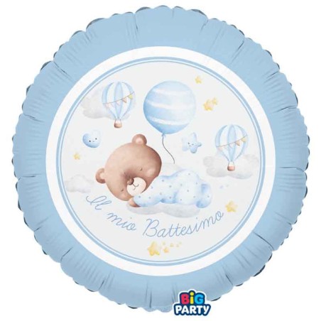 Palloncino in Foil 18" Battesimo Orsetto Celeste "Baby Bear" Battesimo Baby Bear Celeste