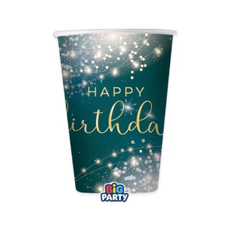 Bicchiere di Carta 250ml Happy Birthday Glamour 6pz Happy Birthday Glamour