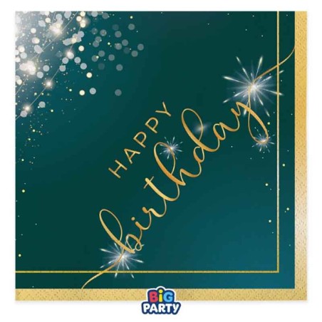 Tovagliolo di Carta 33x33cm Happy Birthday Glamour 16pz Happy Birthday Glamour