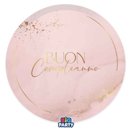 Piatto di Carta 24cm Buon Compleanno "Blush Rose" 6pz Buon Compleanno Blush Rose
