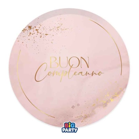 Piatto di Carta 18cm Buon Compleanno "Blush Rose" 6pz Buon Compleanno Blush Rose