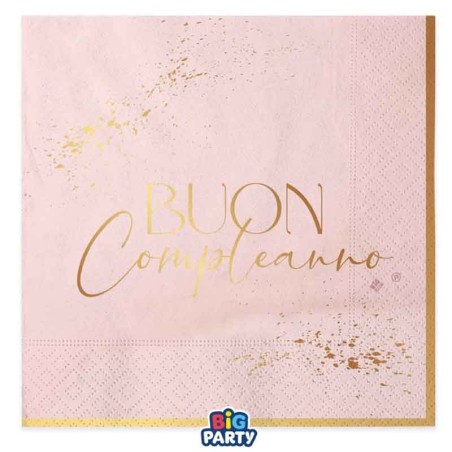 Tovagliolo di Carta 33x33cm Buon Compleanno "Blush Rose" 16pz Buon Compleanno Blush Rose