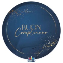 Piatto di Carta 24cm Buon Compleanno "Blue Navy" 6pz Buon Compleanno Blue Navy