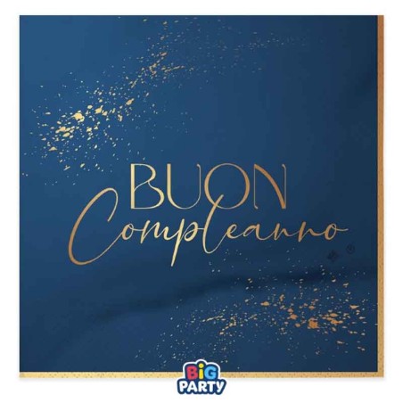 Tovagliolo di Carta 33x33cm Buon Compleanno "Blue Navy" 16pz Buon Compleanno Blue Navy