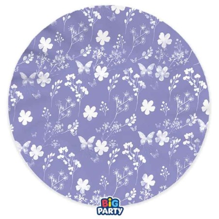 Piatto di Carta 25cm Fiori e Farfalle "Foliage Lilas" 6pz Foliage Lilas