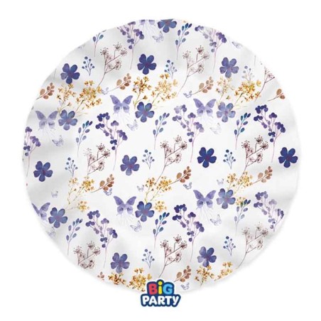 Piatto di Carta 20cm Fiori e Farfalle "Foliage Lilas" 6pz Foliage Lilas