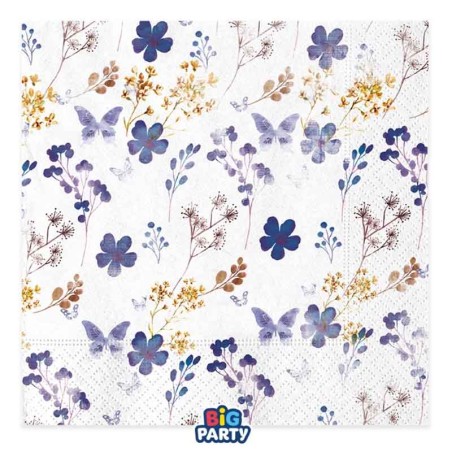 Tovagliolo di Carta 33x33cm Fiori e Farfalle "Foliage Lilas" 16pz Foliage Lilas