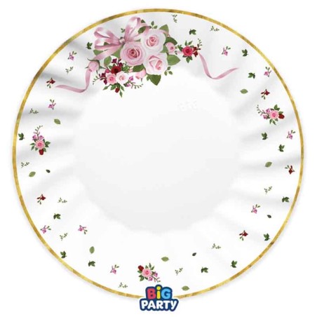 Piatto di Carta 25cm Bouquet di Rose "Pink Blossom" 6pz Pink Blossom