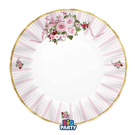 Piatto di Carta 20cm Bouquet di Rose "Pink Blossom" 6pz Pink Blossom