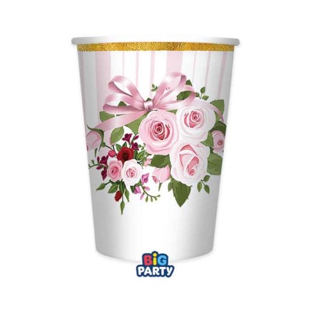 Bicchiere di Carta 250ml Bouquet di Rose "Pink Blossom" 6pz Pink Blossom