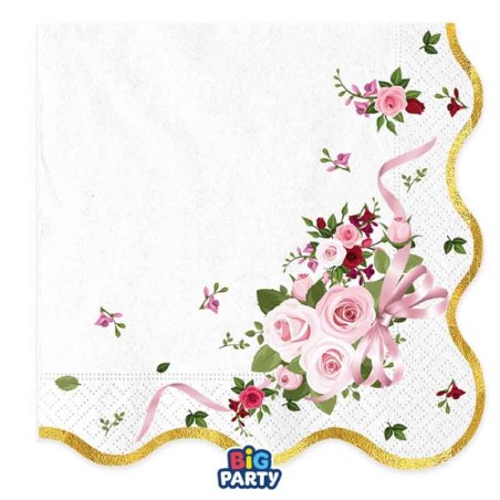 Tovagliolo di Carta 33x33cm Smerlato Bouquet di Rose "Pink Blossom" 16pz Pink Blossom