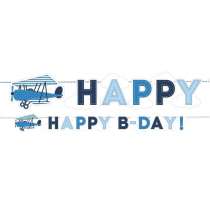 Festone Happy Birthday "Little Plane" Aeroplano Arcobaleno e Nuvole "Happy Rainbow"