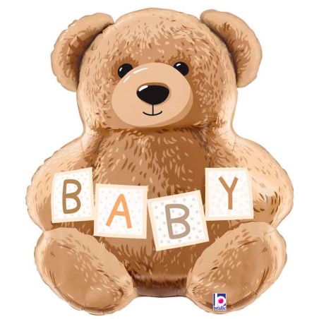 Palloncino in Foil 30" Super Shape Orsetto Teddy "Baby" Nascita e Battesimo Grabo