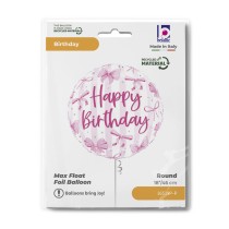Palloncino in Foil 18" Happy Birthday Fiocchi Rosa Happy Birthday Grabo