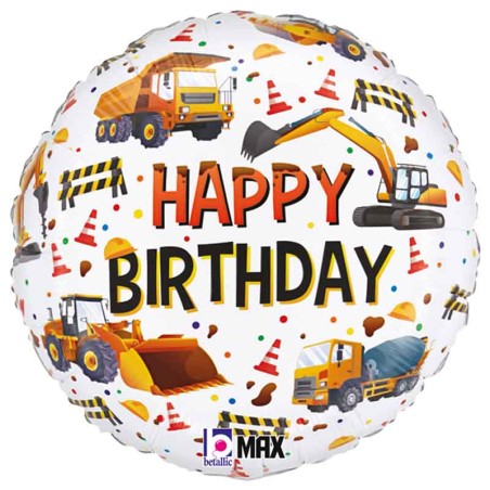 Palloncino in Foil 18" Happy Birthday Costruzioni Stradali Happy Birthday Grabo