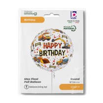 Palloncino in Foil 18" Happy Birthday Costruzioni Stradali Happy Birthday Grabo
