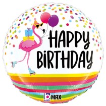Palloncino in Foil 18" Happy Birthday Fenicottero Happy Birthday Grabo