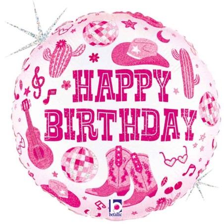 Palloncino in Foil 18" Happy Birthday Cowgirl Happy Birthday Grabo