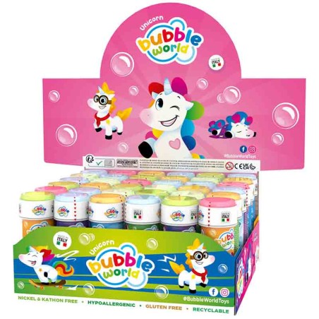 Bolle di Sapone a Tema Unicorno "Unicorn Bubbles" da 60ml - 36pz Bolle di Sapone