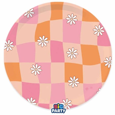 Piatto di Carta 22cm Hippie "Groovy Party" 6pz Festa Tema Hippie