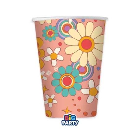 Bicchiere di Carta 250ml Hippie "Groovy Party" 6pz Festa Tema Hippie