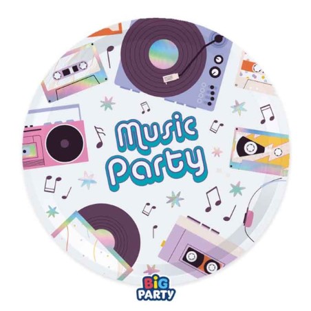 Piatto di Carta 18cm Musica "Music Party" 6pz Music Party