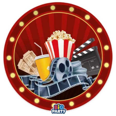 Piatto di Carta 22cm Cinema 6pz Festa Tema Cinema