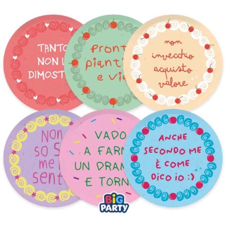 Piatto di Carta 18cm Assortito Torta Brutta "Ugly Cake" 6pz Ugly Cake   "Torta Brutta"