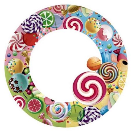Piatto di Carta 23cm con Caramelle "Candy" 8pz Lecca Lecca