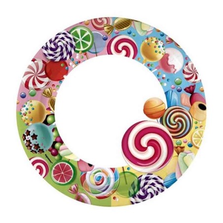 Piatto di Carta 18cm con Caramelle "Candy" 8pz Lecca Lecca
