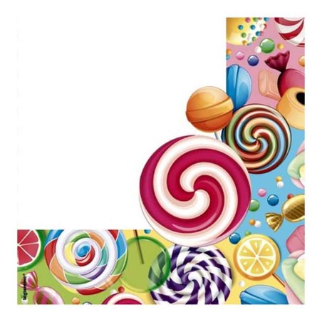 Tovagliolo di Carta 33x33cm con Caramelle "Candy" 20pz Lecca Lecca