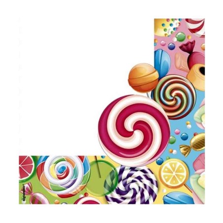 Tovagliolino di Carta 25x25cm con Caramelle "Candy" 20pz Lecca Lecca