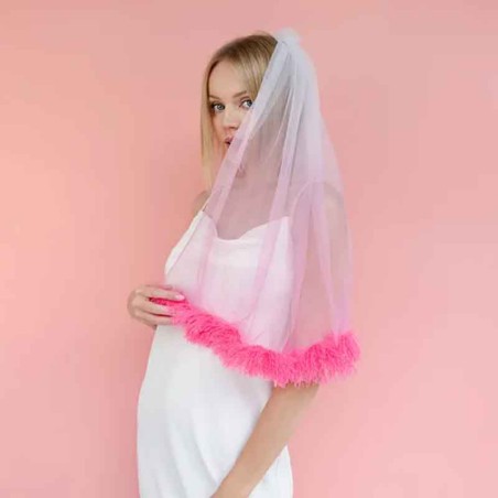 Velo da Sposa con Frange Rosa "Addio al Nubilato" Addio al Nubilato