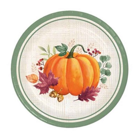 Piatto di Carta 18cm Autunno "Fall" 8pz Festa Tema Autunno