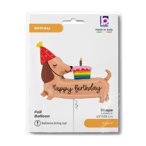 Palloncino in Foil 49" Super Shape Happy Birthday Bassotto Animali Grabo