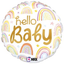 Palloncino in Foil 18" Arcobaleno "Hello Baby" Nascita e Battesimo Grabo