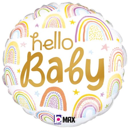 Palloncino in Foil 18" Arcobaleno "Hello Baby" Nascita e Battesimo Grabo