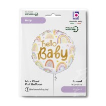 Palloncino in Foil 18" Arcobaleno "Hello Baby" Nascita e Battesimo Grabo