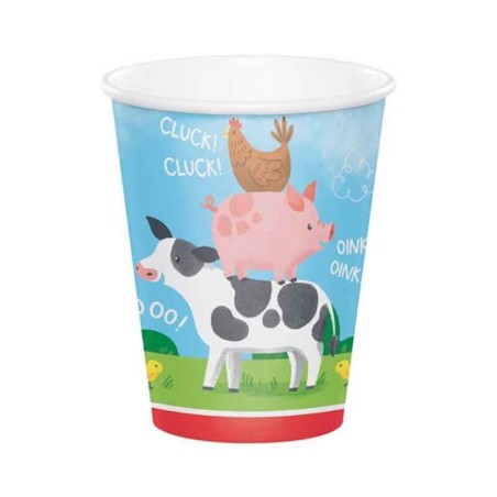 Bicchiere di Carta 250ml della Fattoria "Farm Animals" 8pz Fattoria
