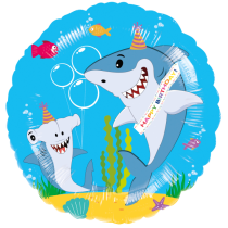 Palloncino in Foil 18" Squalo Happy Birthday "Friendly Shark" Pesci e Mare