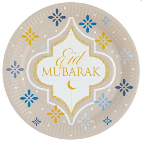 Piatto di Carta 23cm Fine del Ramadan "Eid Mubarak" 8pz Eid Mubarak