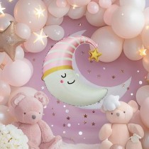 Palloncino in Foil 27" Super Shape Luna Rosa "Moon" Nascita e Battesimo