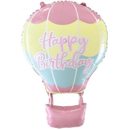 Palloncino in Foil 24" Mongolfiera "Happy Birthday" Generico