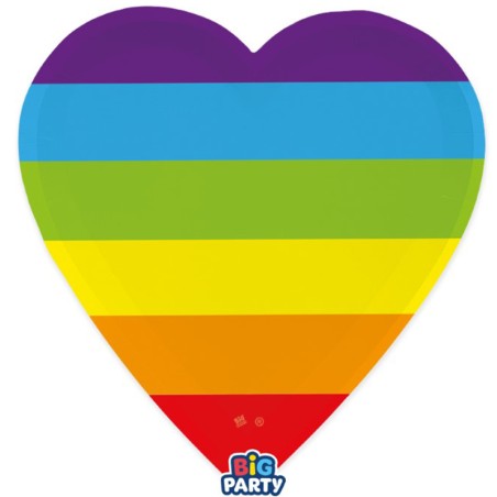 Piatto di Carta 22cm Cuore Arcobaleno "Rainbow Heart" 6pz Pride